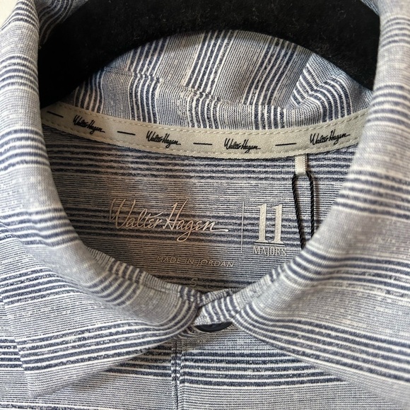 Walter Hagen 11 Majors Polo Fine Line Stripe Polo Navy - Picture 3 of 9